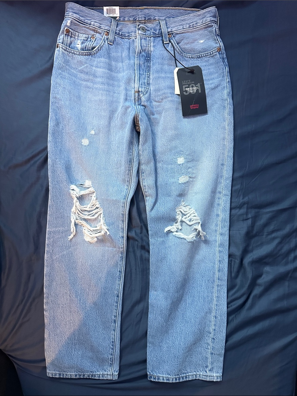 Levi's 501 Light Blue Distressed Jeans